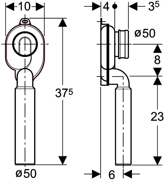 GEBERIT URINOIR SYPHON 50MM VERTIKAAL