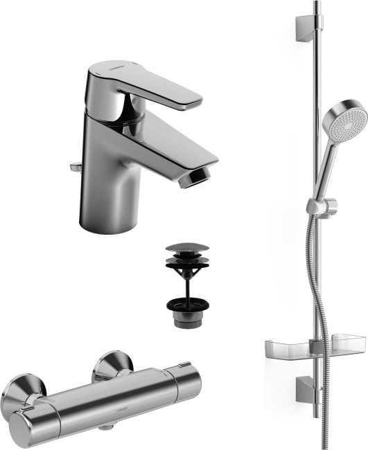 HANSA POLO PROMO PAK DOUCHETHERMOST.GLIJSTANGSET.LAVABOKR M LEDIGING