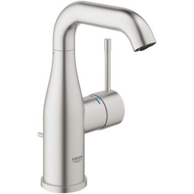 GROHE ESSENCE LAVABOKRAAN M-SIZE MET AUTO. LEDIGING SUPER STEEL