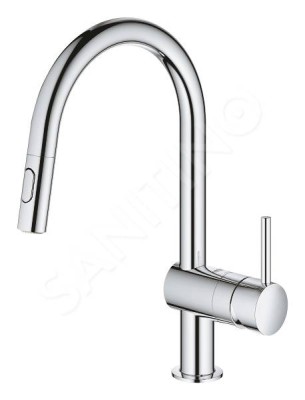GROHE MINTA KEUKENKRAAN GEBOGEN U-UITLOOP UITTREKB MOUSSEUR CHR.