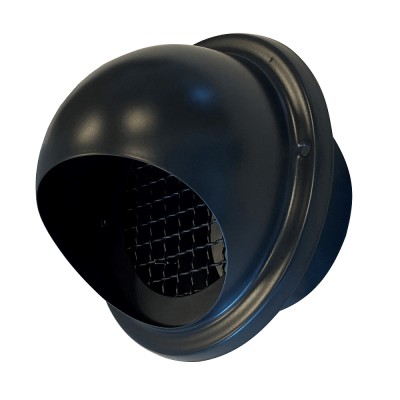 ROOSTER INOX BOL 145MM MET GRILLE ( ZWART ) RAL 7021