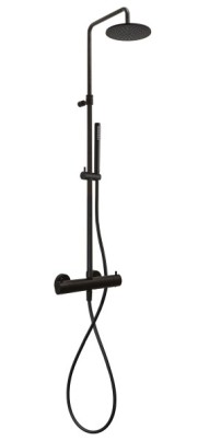 PAFFONI DOUCHEZUIL  REGENDOUCHE BART  1.24m HOOFD&HANDD MET 225mm  9l/min MAT ZWART
