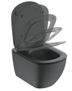 IDEAL STANDARD TESSI WC ZITTING SILK BLACK SOFT CLOSE EASY TAKE OFF