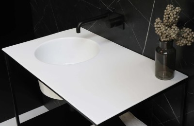 INK UFO LAVABO PORSELEIN  100 CM WASKOM RECHTS DIEPTE TABLET 48 CM DIKTE 1.8 CM