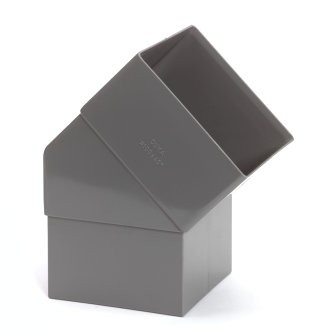 COUDE GRIJS REGEN 100MM 45° VIERKANT