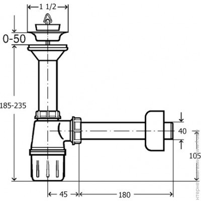 VIEGA UITGIETBAK SYPHON PVC WIT 6/4 40MM + CREPINE