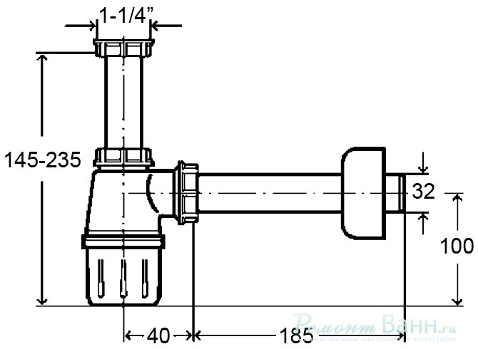 VIEGA LAVABO SYPHON WIT ZONDER CREPINE 32MM 5/4