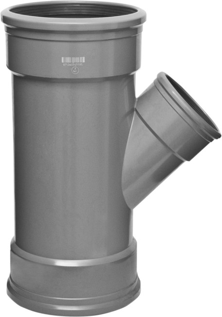 T-STUK GRIJS RIOOL 200/125/200 45°