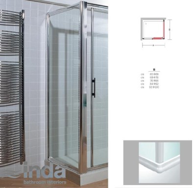 INDA FAMILY VASTE WAND 84*92 H 185CM SCREEN GLAS MET WITTE PROFIELEN
