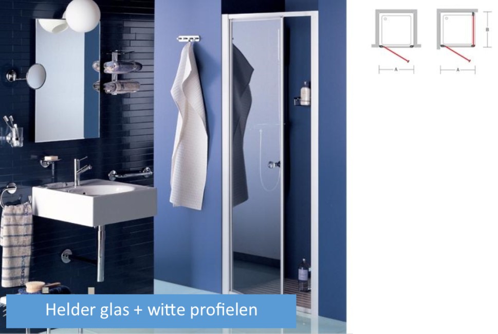 INDA ROMA DRAAIDEUR 76*84 H 185CM OMKEERBAAR TRANSP + WITTE PROFIELEN