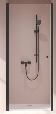 KERMI JONA DRAAIDEUR OMKEERBAAR BR. 87-91 H 200 CM TRANSP. GLAS ZWART PROFIEL