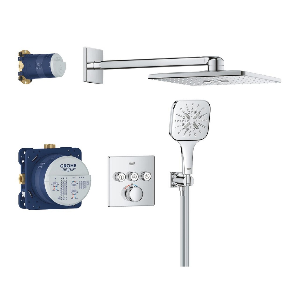 GROHETHERM SMARTCONTROL PERFECT SCHOWER SET MET RAINSCHOWER SMARTACTIVE 310 CUBE MET HANDDOUCHE 130