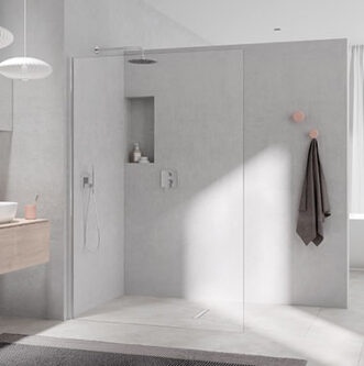 KERMI WALK-IN XC WALL 10MM BR. 98-99 H 2000 TRANSP. GLAS KERMICLEAN + ZILVER HOOGGLANS 