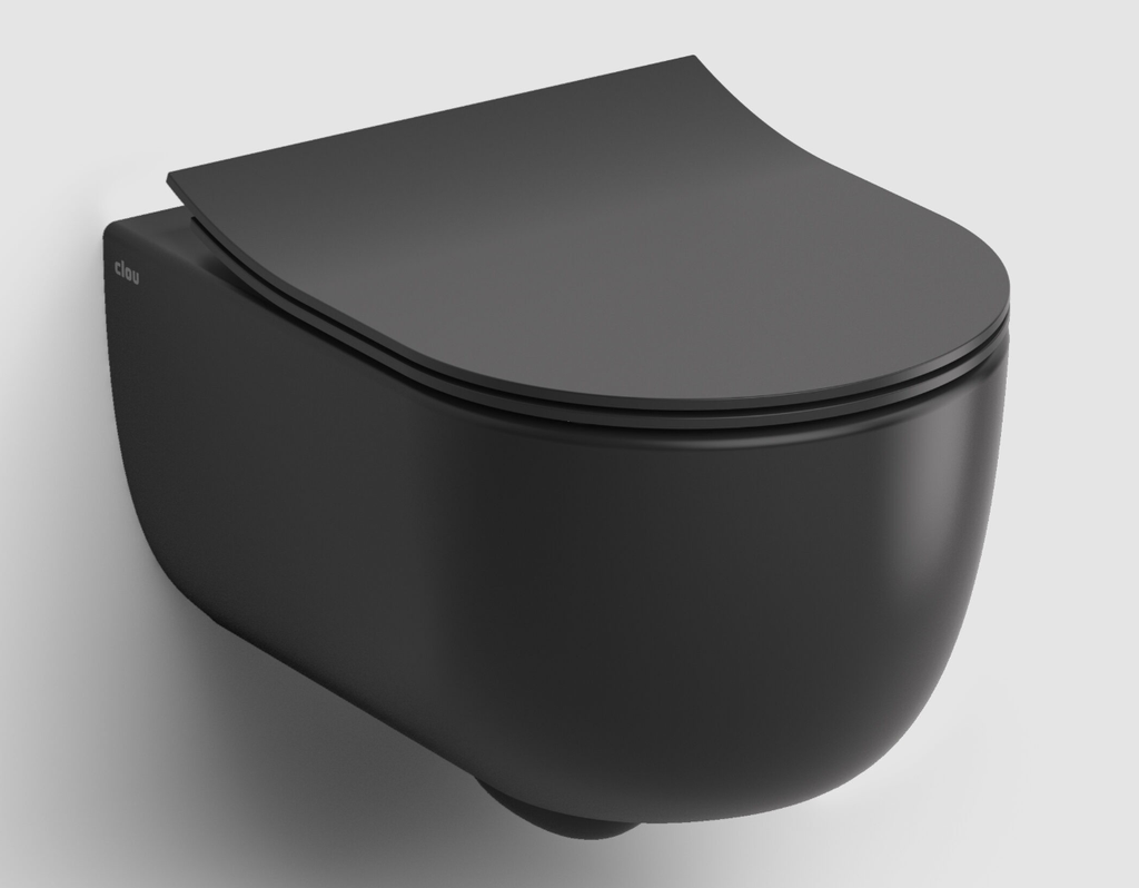 CLOU HAMMOCK RIMLESS WANDWC MAT ZWART MET DUNNE ZITTING 