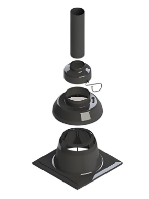 RLX ZWART UV BESTENDIGE SCHOORSTEENOPSTAND 35X35 60MM (DAKKAP)