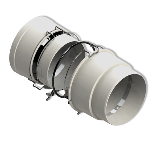 RLX PP WITTE AANSLUITSET VOOR FLEXIBEL 160MM (BOVEN MOF-KANT EN ONDERKANT SPIE-KANT)
