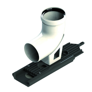 RLX BOCHT MET MUURSTEUN 90° 125MM  VOOR FLEXIBEL