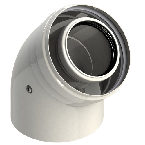 RLX CONCENTRISCHE BOCHT 45° 60/100 WIT PP/ALU