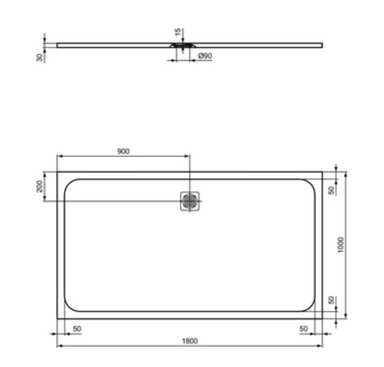 IDEAL STANDARD DOUCHETUB ULTRA FLAT S 180 X 100  JET BLACK