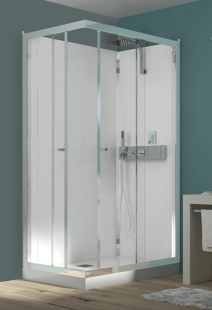 KINEDO EDEN+  DOUCHECABINE HOEKINSTAP 120 X 90 MET SCHUIFDEUREN & THERMOSTAAT