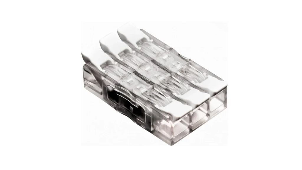 STEEKKLEM KLIPS DOORVERBINDER DRIEDUBBEL 0.2-4mm² (20) ( wago )