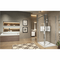 NOVELLINI LUNES ZIJWAND 72-78 H 190CM/ UITV. TRANSP. GLAS + MATZILVER PROFIEL 