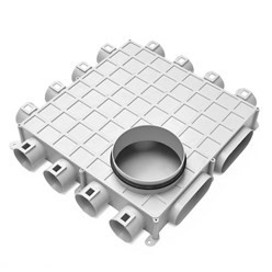 BEG PROFI AIRVERDEELKAST RONDE VENTILATIEBUIS - PLAT MODEL - 12 X 63 - 1 X DN 180 - 2 X OVAL BOVEN AANSLUITNG