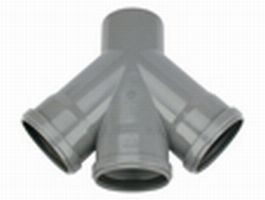 DUBBEL T-STUK 45° 110MM  MFFF 3 INGANGEN  EN 1 UITGANG MF