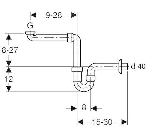 [151.107.11.1] 151.107.11.1 - GEBERIT PLAATSBESPARENDE LAVABO SYPHON 5/4 40MM