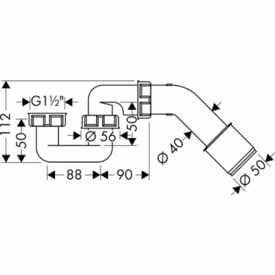 [56373000] 56373000 - HANS GROHE DIN-SIFON VOOR BAD G 1/2" X 40/50MM