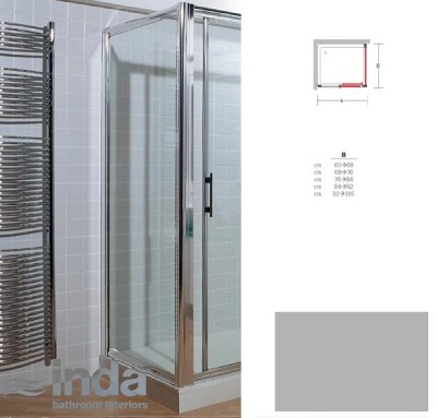 [INDA B0652 0 AN 40] BO 6520 AN 40 - INDA FAMILY VASTE WAND 84*92 H 185CM SCREEN GLAS MET ZILVER PROFIELEN
