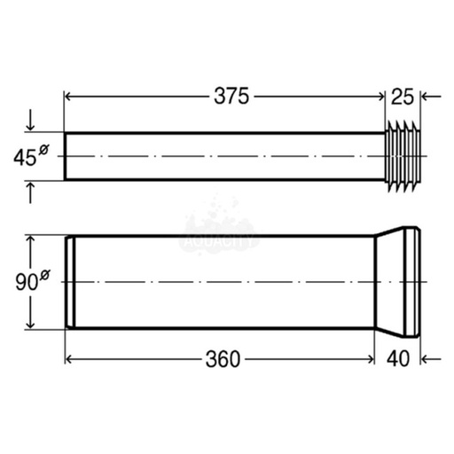 [VIEGA 654 474] 654474 - VIEGA AANSLUITSET VERLENGD VOOR HANGTOILET LENGTE 36 CM