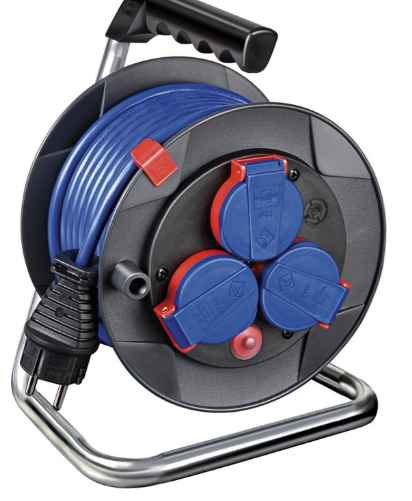[1079184004] BRENNENST, KABELHASPEL 15M BLAUW + P 3g1.5