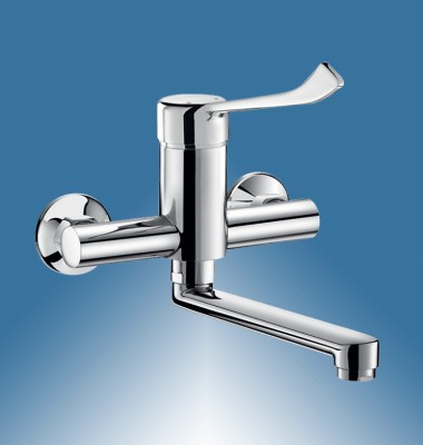 [2446LS] 2446LS - DELABIE SECURITOUCH MUURMENGKRAAN MET HYGIENISCHE GREEP L15CM MET STANDAARD S-KOPPELINGEN