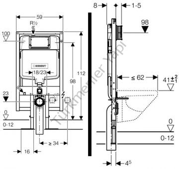[111.796.00.1] 111.796.00.1 - GEBERIT systemfix PLAT 8cm NIEUW MODEL 112cm DUOFIX SIGMA