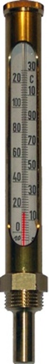 [19502] EURO THERMOMETER + HULS CU 150X24MM RECHT 0-130°C 1/2"