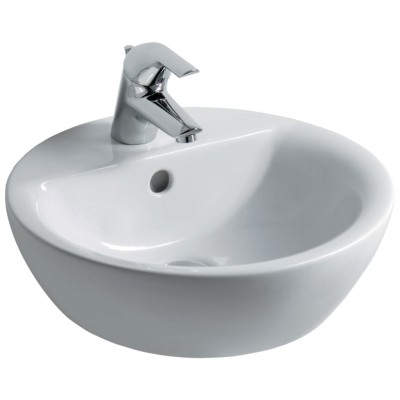 [E804001] IDEAL STANDARD CONNECT OPBOUWWASTAFEL 430mm ROND WIT MET KR.GAT