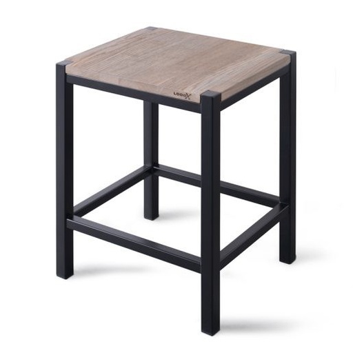 [WSTOOLMZ] WSTOOLMZ - LOOOX MASSIEF EIKEN ZITVLAK MET MAT ZWART FRAME 35x30x45