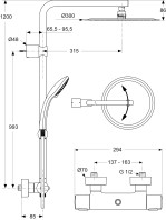 [A6246AA] A6246AA - IDEAL STANDARD IDEALRAIN SHOWERPIPE DIA. 30CM MET DOUCHETHERMOSTAAT CERATHERM 100 CHR.