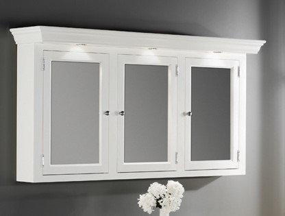 [600.16100.XX.XX] 600.16100.XX.XX - AQUA PRESTIGE SPIEGELKAST MET 3 DUBBELZIJDIGE SPIEGELDEUREN, SET LED-LAMPEN, STOPCONTACT 1 SCHAKELAAR