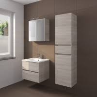 [PORTO 80 DP4 SPK] F014042DP4 - RIHO PORTO MEUBEL 80CM GREY OAK + PORCEL. LAVABO + SPIEGELKAST + VERLICHTING 