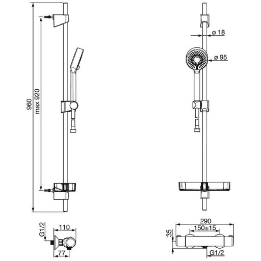 [48150171] 48150171 - HANSA MICRA DOUCHESET + THERMOSTAAT
