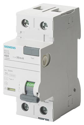 [110471] 5SV3614-6BA - SIEMENS VERLIESSTROOMSCHAKELAAR A 40A 1+N 300mA 230V 2M I2T