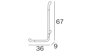[INDA AH993A CU] AH993A CU - INDA CONFORT VEILIGHEIDSTEUN IN L-VORM - MODEL RECHTS CHROOM / ZWART
