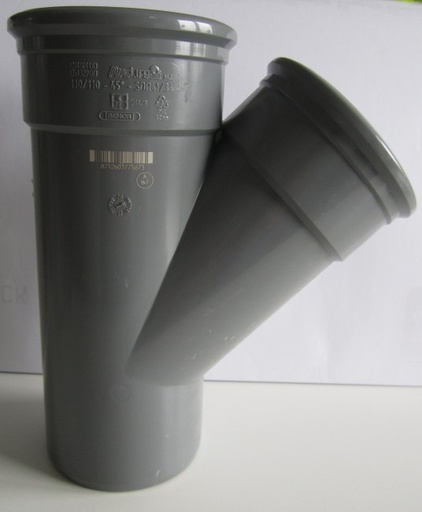 [9166 125] 1196901252 - T-STUK GRIJS RIOOL 125MM 45° MFF *