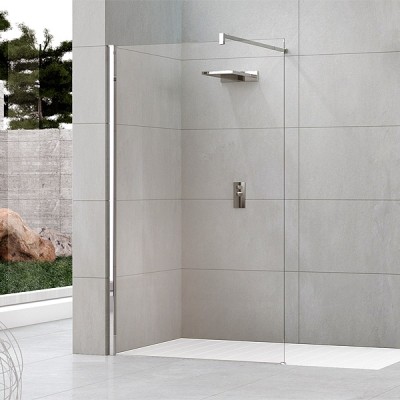 [KUADH160-1K] KUADH160-1K - NOVELLINI KUADRA H VRIJSTAANDE WAND 8 MM 157-160 H 200CM/ UITV. TRANSP. GLAS + CHROME PROFIEL  ANTIKALK BEHANDELD