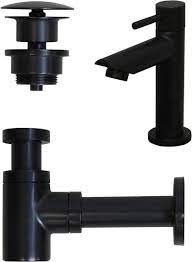 [9902414] 9902414 - INK COMBISET METAL BLACK VERHOOGDE LAVE MAIN KRAAN + SYPHON + PLUG OPEN