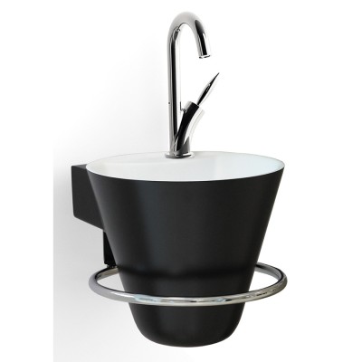 [1 14 704 1] DECOTEC CONE LAVE-MAINS WIT SOLID SURFACE EN HANDDOEKDRAGER