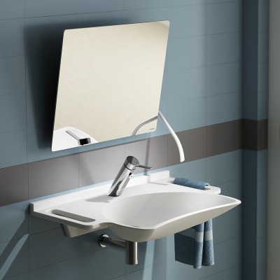[510201N] 510201N - DELABIE SPIEGEL KANTELBARE 600 X 500 + HENDEL NYLON WIT