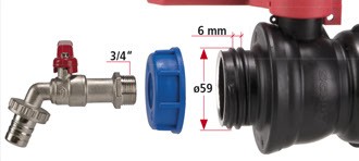 [50650TS] 50650TS - AIRFIT TANKADAPTER MET KRAAN 3/4 VOOR IBC TANK
